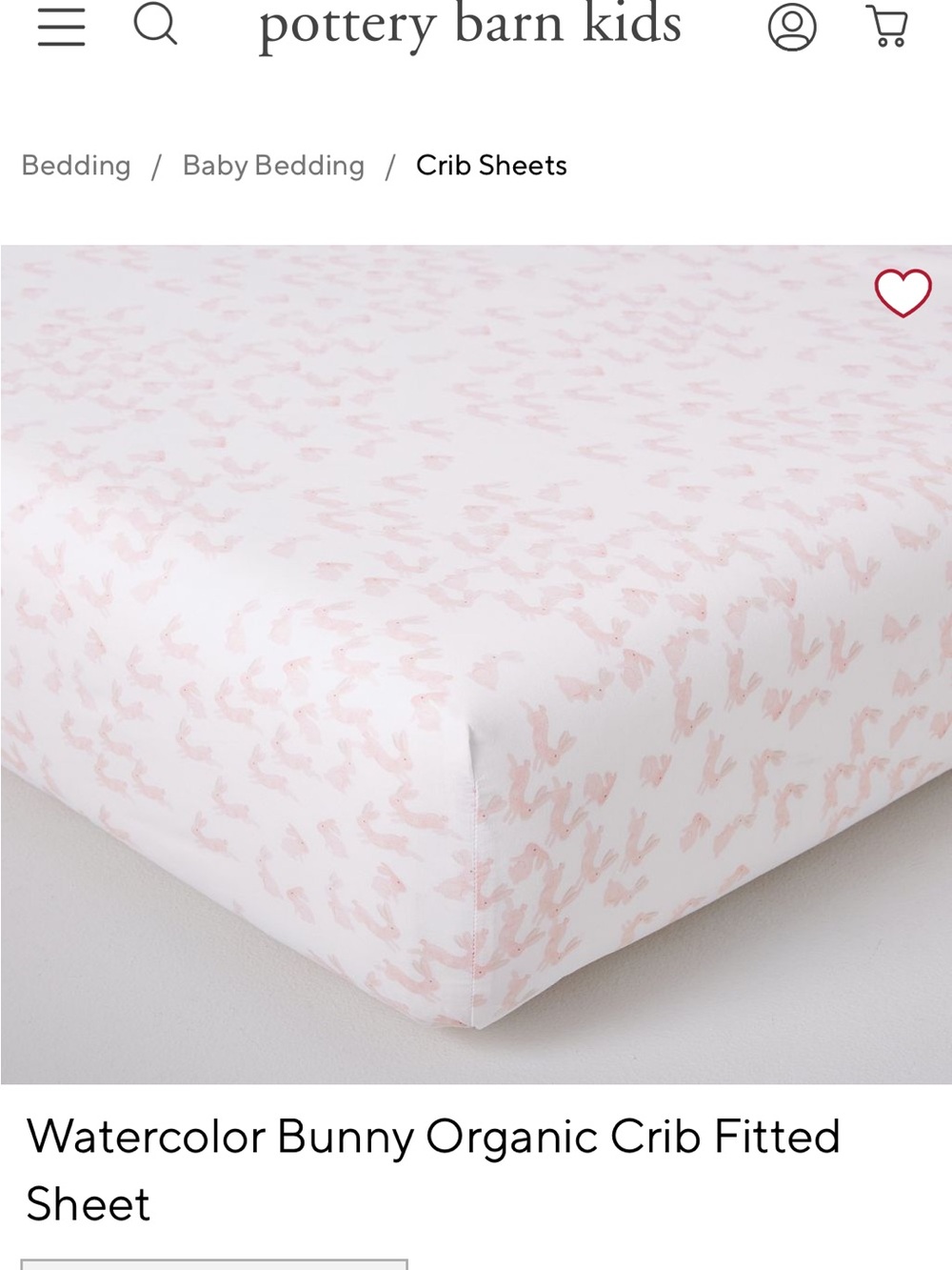 2 Pottery Barn Kids Pink Watercolor Bunny Organic Crib Fitted Sheets +pillowcase